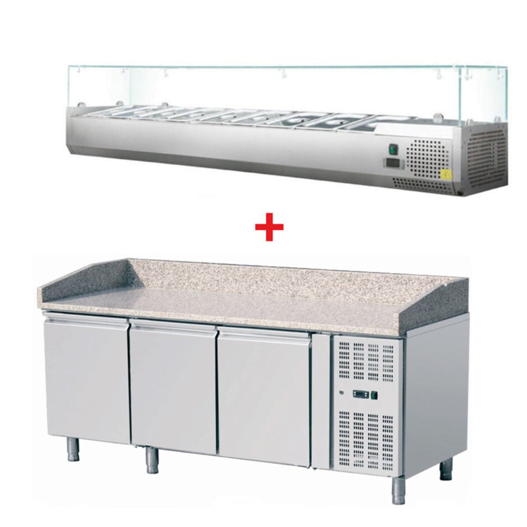 Table de refroidissement à pizza Hagsfeld avec 3 portes, y compris la fixation de refroidissement 9x1 / 3 GN