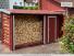 Kaminholzunterstand mit Schrank - 332 x 118 x 199 cm (L x B x H) aus 19 mm Blockbohlen - inkl. Dachpappe