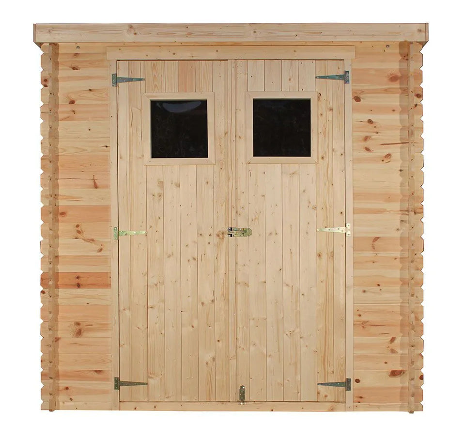 Blockbohlen Gartenhaus 19 mm Wien mit Flachdach - L: 200 cm x B: 200 cm - inkl. Dachpappe