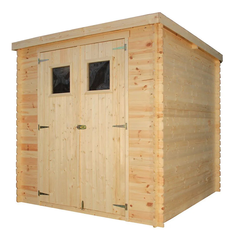 Blockbohlen Gartenhaus 19 mm Wien mit Flachdach - L: 200 cm x B: 200 cm - inkl. Dachpappe