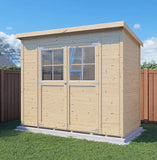 Steiner Gartenhaus Glücksburg 02 | Doppelflügeltür inkl. Fenster | inkl. Fußboden | Naturbelassen | Nutzfläche: 2,92 m² | Pultdach | Holz-Gerätehaus