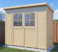 Steiner Gartenhaus Glücksburg 03 | Doppelflügeltür inkl. Fenster | inkl. Fußboden | Naturbelassen | Nutzfläche: 4,24 m² | Pultdach | Holz-Gerätehaus