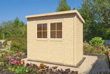 Steiner Gartenhaus Glücksburg 02 | Doppelflügeltür inkl. Fenster | inkl. Fußboden | Naturbelassen | Nutzfläche: 2,92 m² | Pultdach | Holz-Gerätehaus