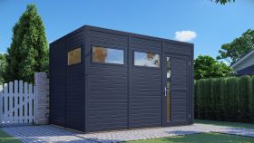 Steiner Gartenhaus Glücksburg 03 | Doppelflügeltür inkl. Fenster | inkl. Fußboden | Naturbelassen | Nutzfläche: 4,24 m² | Pultdach | Holz-Gerätehaus