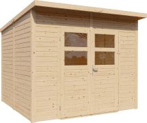 Steiner Gartenhaus Glücksburg 03 | Doppelflügeltür inkl. Fenster | inkl. Fußboden | Naturbelassen | Nutzfläche: 4,24 m² | Pultdach | Holz-Gerätehaus