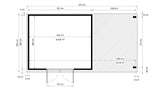 Gartenlaube unbehandelt inkl. Anbaudach und Fußboden, Elementgartenhaus, Grundfläche: 16,41 m², Flachdach, Doppeltür mit Sicherheitsglas
