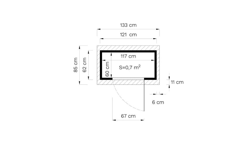 Gerätehaus Korbach 01 inkl. Fußboden, Naturbelassen, Elementgartenhaus, Außenmaße: 121 x 63 cm, Satteldach, Einzeltür aus Massivholz