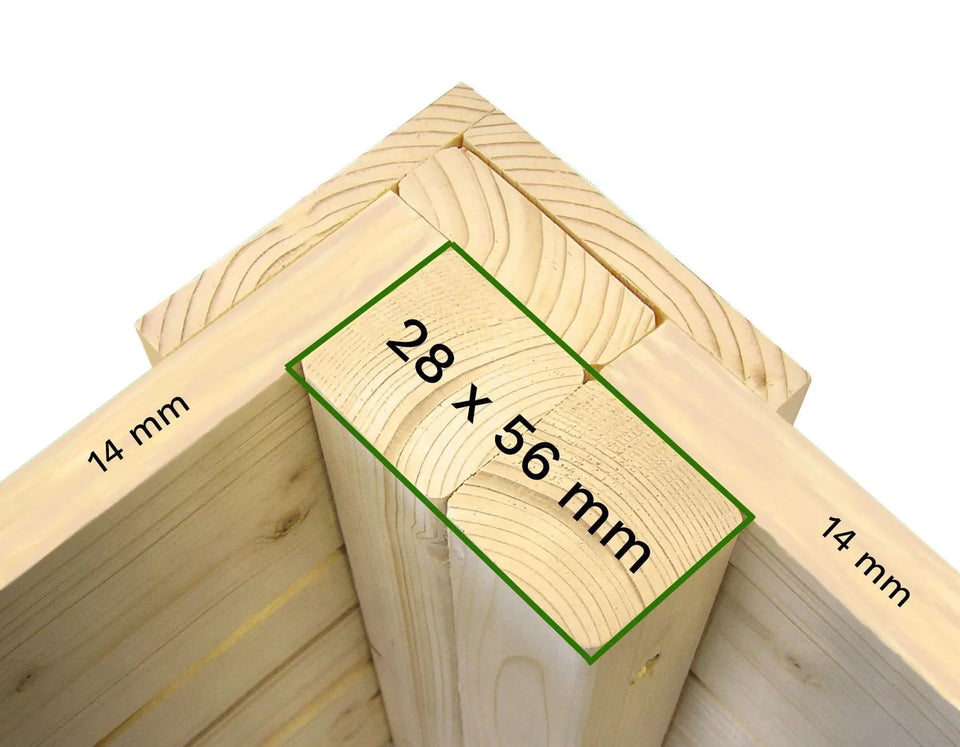 Gerätehaus Korbach 01 inkl. Fußboden, Naturbelassen, Elementgartenhaus, Außenmaße: 121 x 63 cm, Satteldach, Einzeltür aus Massivholz