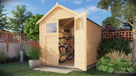 Steiner Gartenhaus Glücksburg 03 | Doppelflügeltür inkl. Fenster | inkl. Fußboden | Naturbelassen | Nutzfläche: 4,24 m² | Pultdach | Holz-Gerätehaus