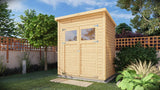 Gartenhaus Dresden 01 inkl. Fußboden, Naturbelassen - 14 mm Elementgartenhaus, Nutzfläche: 2,10 m², Pultdach