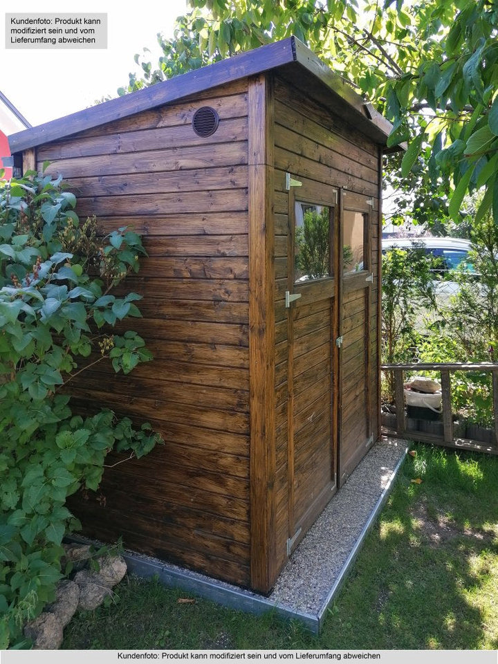 Gartenhaus Dresden 01 inkl. Fußboden, Naturbelassen - 14 mm Elementgartenhaus, Nutzfläche: 2,10 m², Pultdach