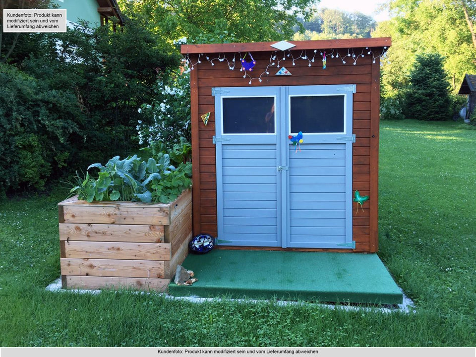 Gartenhaus Dresden 01 inkl. Fußboden, Naturbelassen - 14 mm Elementgartenhaus, Nutzfläche: 2,10 m², Pultdach