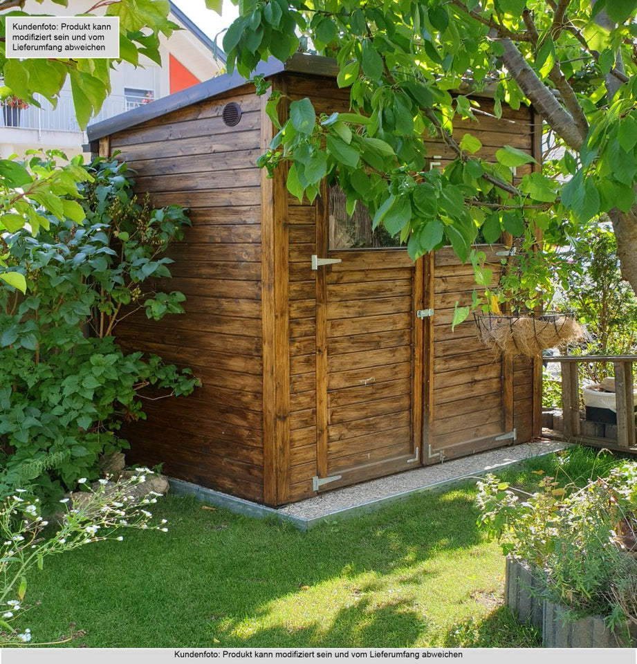 Gartenhaus Dresden 01 inkl. Fußboden, Naturbelassen - 14 mm Elementgartenhaus, Nutzfläche: 2,10 m², Pultdach