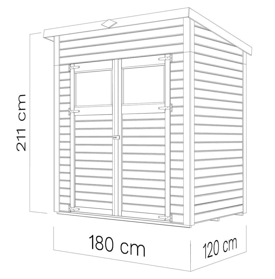 Gartenhaus Dresden 01 inkl. Fußboden, Naturbelassen - 14 mm Elementgartenhaus, Nutzfläche: 2,10 m², Pultdach