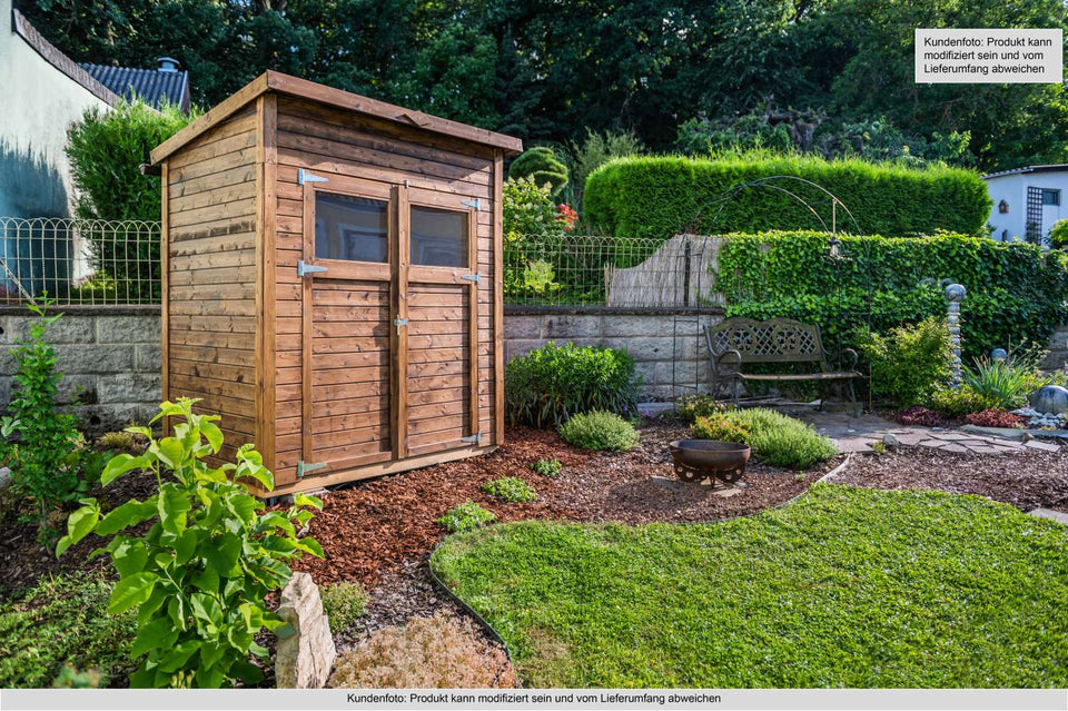 Gartenhaus Dresden 01 inkl. Fußboden, Naturbelassen - 14 mm Elementgartenhaus, Nutzfläche: 2,10 m², Pultdach