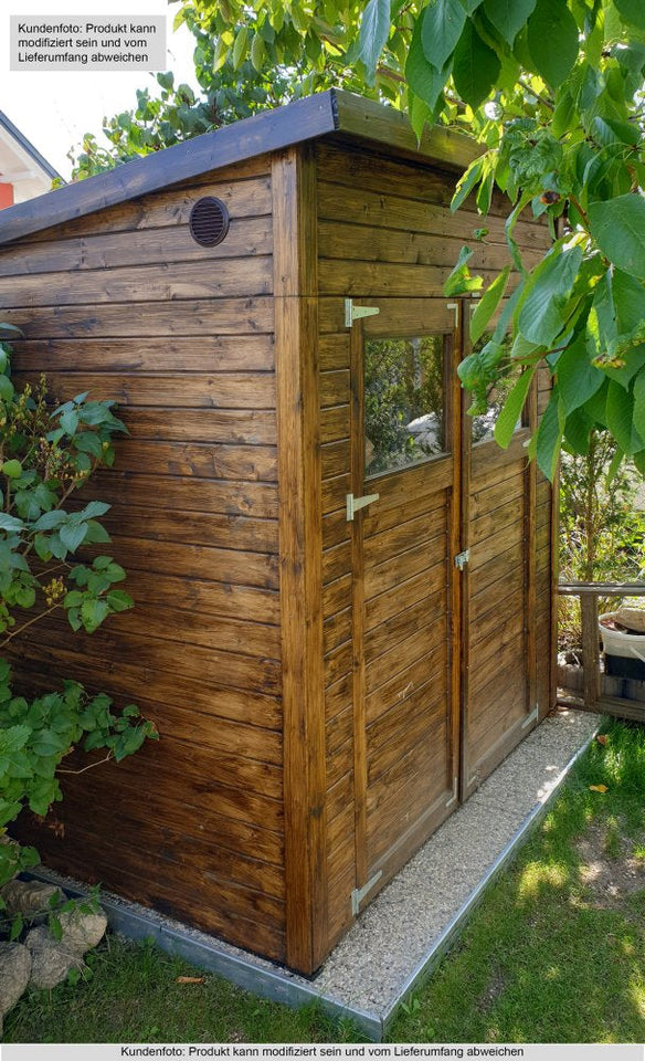 Gartenhaus Dresden 01 inkl. Fußboden, Naturbelassen - 14 mm Elementgartenhaus, Nutzfläche: 2,10 m², Pultdach