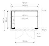 Gartenhaus Dresden 01 inkl. Fußboden, Naturbelassen - 14 mm Elementgartenhaus, Nutzfläche: 2,10 m², Pultdach