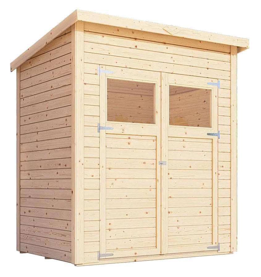 Gartenhaus Dresden 01 inkl. Fußboden, Naturbelassen - 14 mm Elementgartenhaus, Nutzfläche: 2,10 m², Pultdach