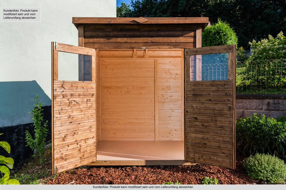 Gartenhaus Dresden 01 inkl. Fußboden, Naturbelassen - 14 mm Elementgartenhaus, Nutzfläche: 2,10 m², Pultdach