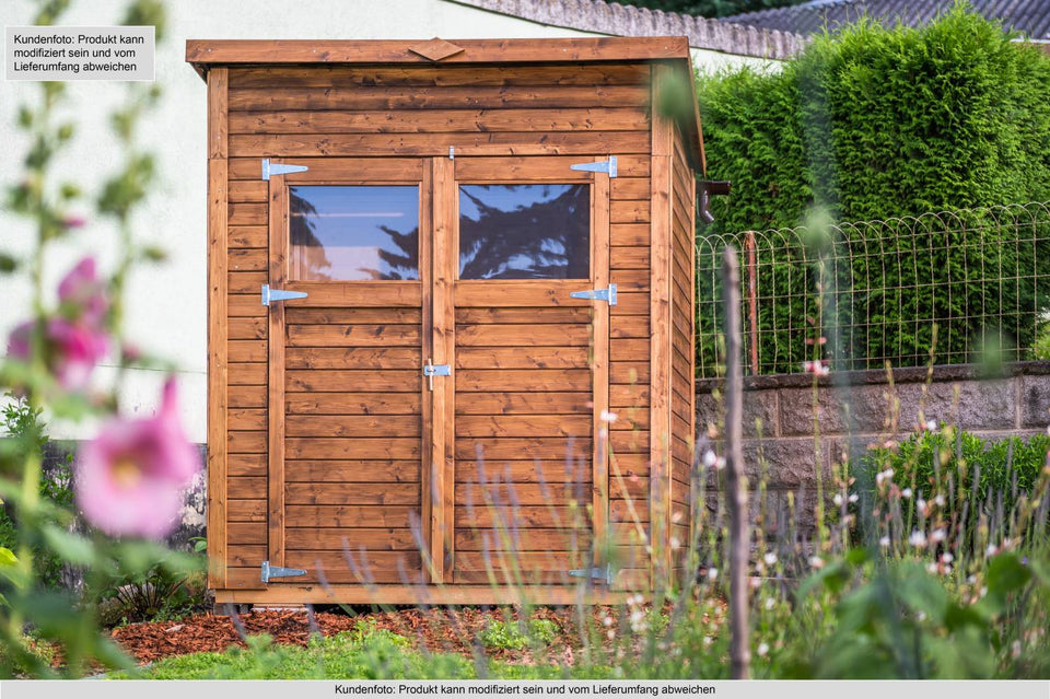 Gartenhaus Dresden 01 inkl. Fußboden, Naturbelassen - 14 mm Elementgartenhaus, Nutzfläche: 2,10 m², Pultdach