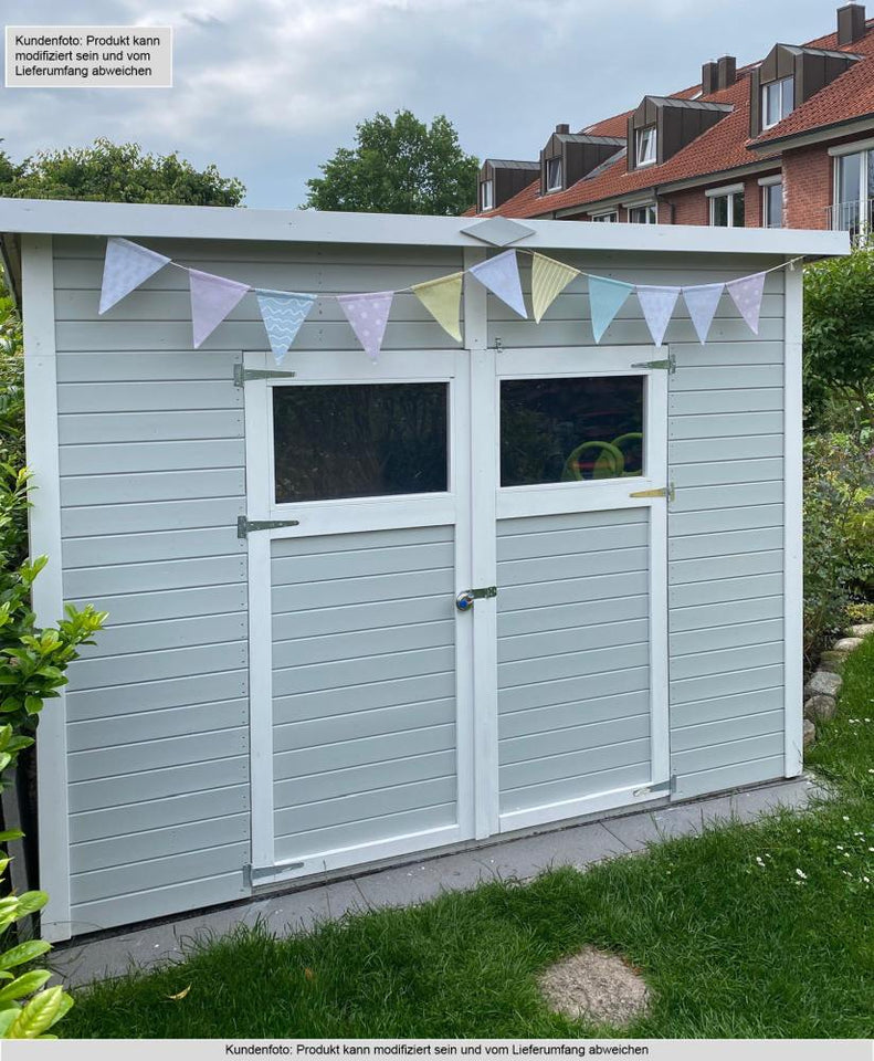 Gartenhaus Dresden 03 inkl. Fußboden, Naturbelassen - 14 mm Elementgartenhaus, Nutzfläche: 4,20 m², Pultdach