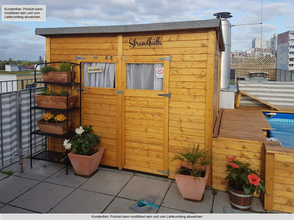 Gartenhaus Dresden 03 inkl. Fußboden, Naturbelassen - 14 mm Elementgartenhaus, Nutzfläche: 4,20 m², Pultdach