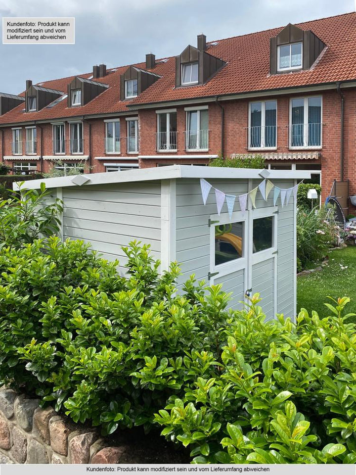 Gartenhaus Dresden 03 inkl. Fußboden, Naturbelassen - 14 mm Elementgartenhaus, Nutzfläche: 4,20 m², Pultdach