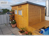 Gartenhaus Dresden 03 inkl. Fußboden, Naturbelassen - 14 mm Elementgartenhaus, Nutzfläche: 4,20 m², Pultdach