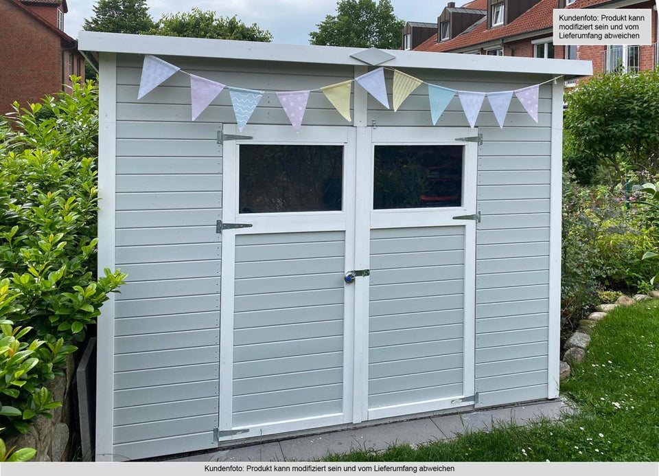 Gartenhaus Dresden 03 inkl. Fußboden, Naturbelassen - 14 mm Elementgartenhaus, Nutzfläche: 4,20 m², Pultdach