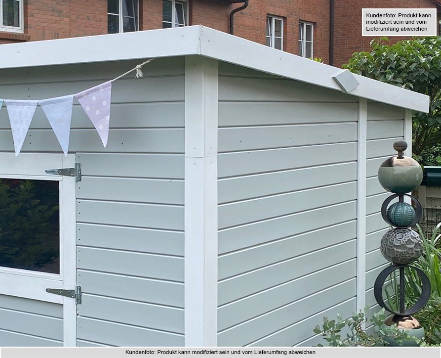 Gartenhaus Dresden 03 inkl. Fußboden, Naturbelassen - 14 mm Elementgartenhaus, Nutzfläche: 4,20 m², Pultdach