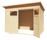 Gerätehaus Menden 04, Naturbelassen - 18 mm Elementgartenhaus, Grundfläche: 6,18 m², Pultdach, Doppeltür aus Massivholz