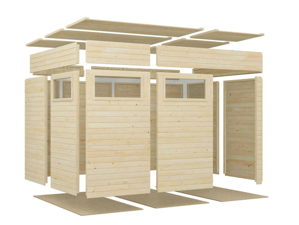 Gartenhaus Basel 03 inkl. Fußboden, Gerätehaus in Anthrazit - 19 mm Elementgartenhaus, Nutzfläche: 7,89 m², Flachdach