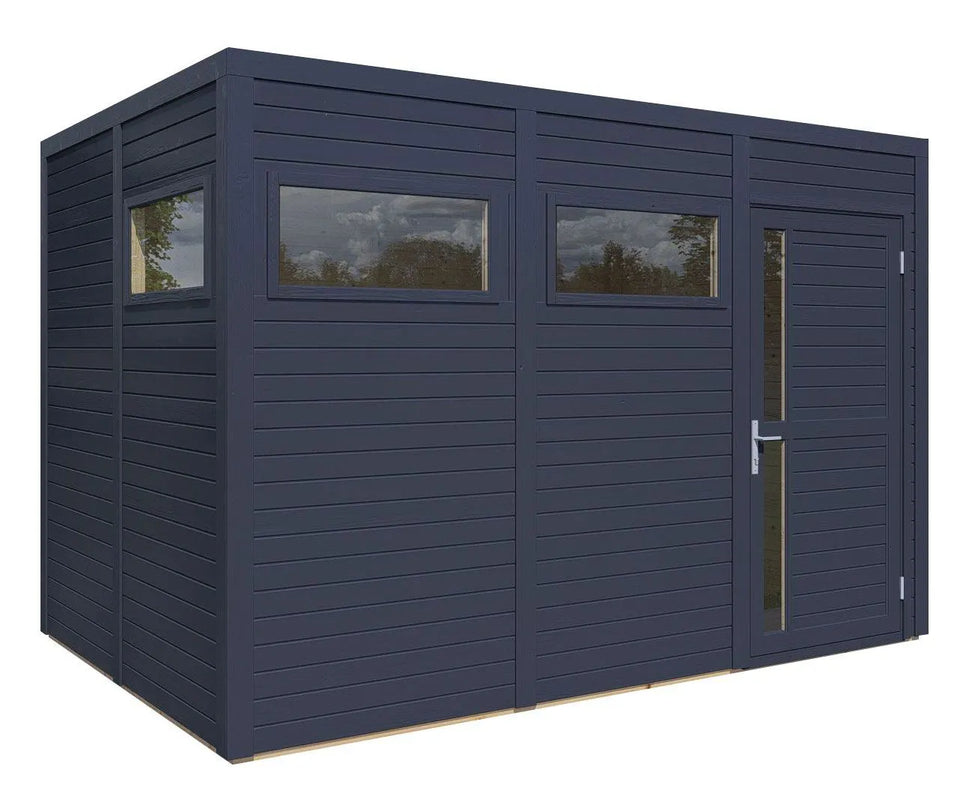 Gartenhaus Basel 03 inkl. Fußboden, Gerätehaus in Anthrazit - 19 mm Elementgartenhaus, Nutzfläche: 7,89 m², Flachdach