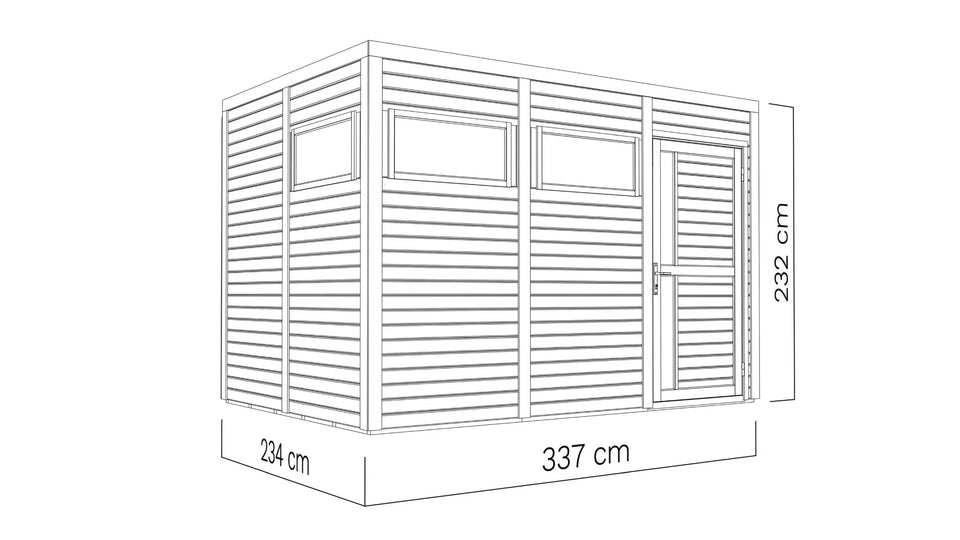 Gartenhaus Basel 03 inkl. Fußboden, Gerätehaus in Anthrazit - 19 mm Elementgartenhaus, Nutzfläche: 7,89 m², Flachdach