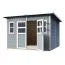 Gerätehaus Freiberg 04 inkl. Fußboden, Hellgrau lackiert - 19 mm Elementgartenhaus, Nutzfläche: 7,15 m², Pultdach