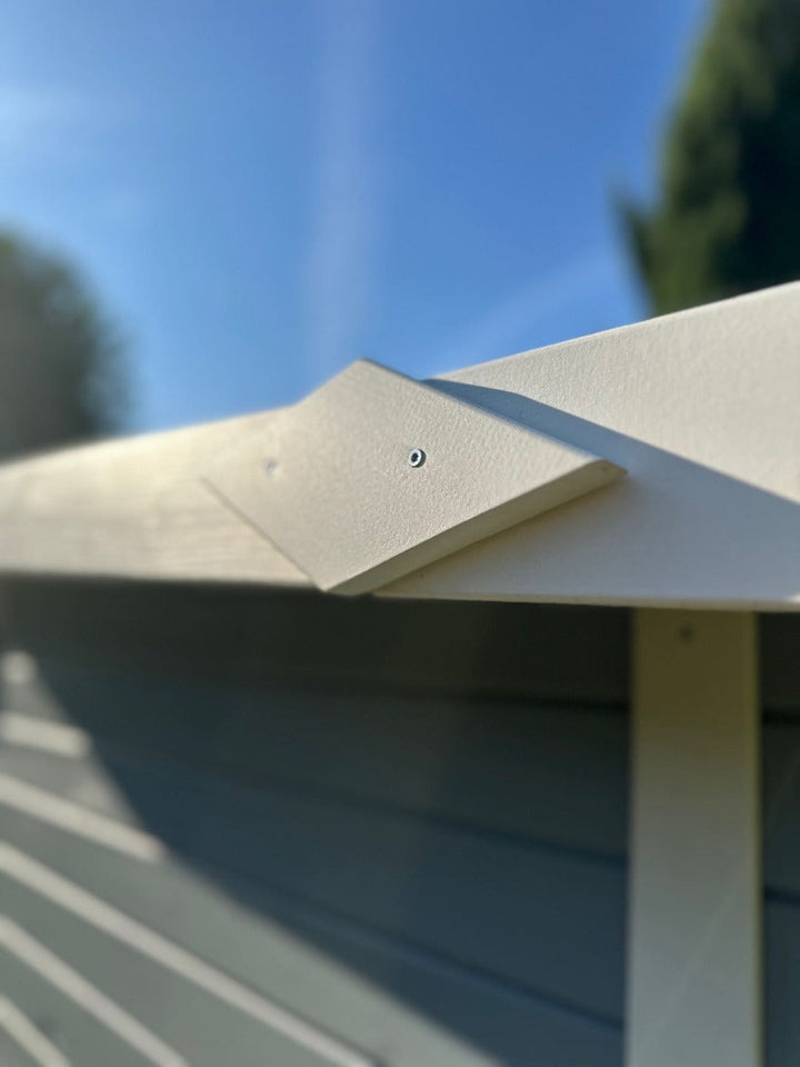 Gerätehaus Freiberg 04 inkl. Fußboden, Hellgrau lackiert - 19 mm Elementgartenhaus, Nutzfläche: 7,15 m², Pultdach