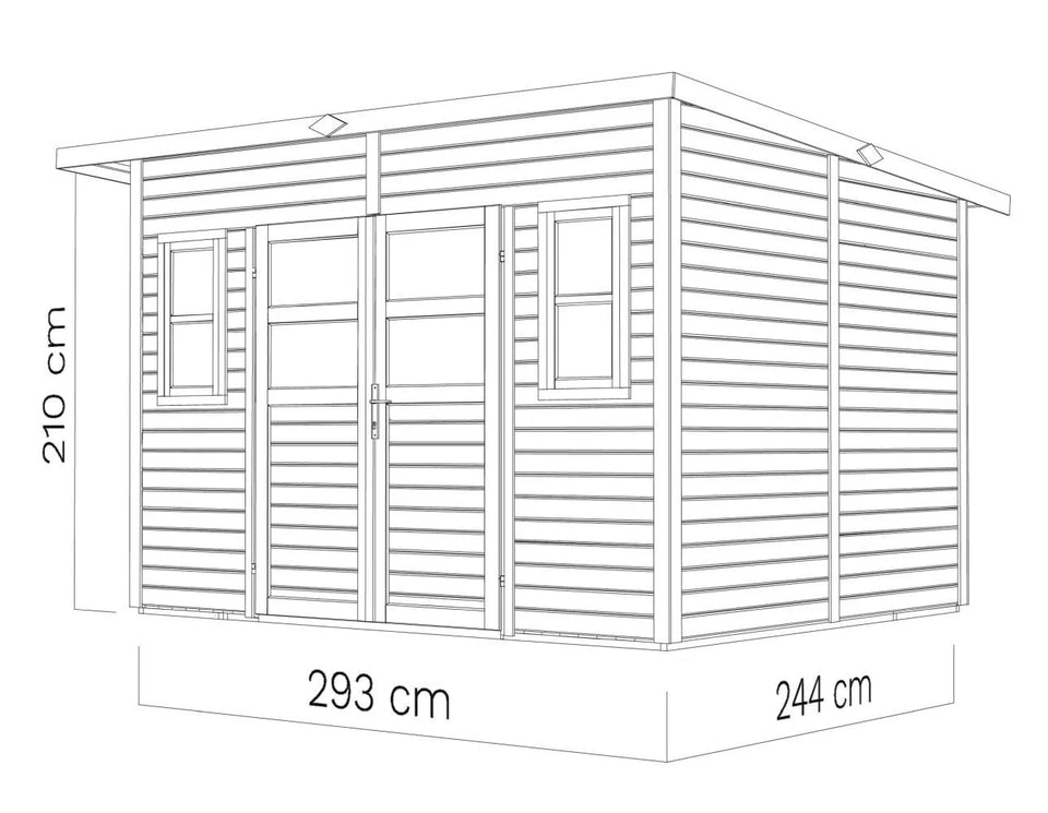 Gerätehaus Freiberg 04 inkl. Fußboden, Naturbelassen - 19 mm Elementgartenhaus, Nutzfläche: 7,15 m², Pultdach