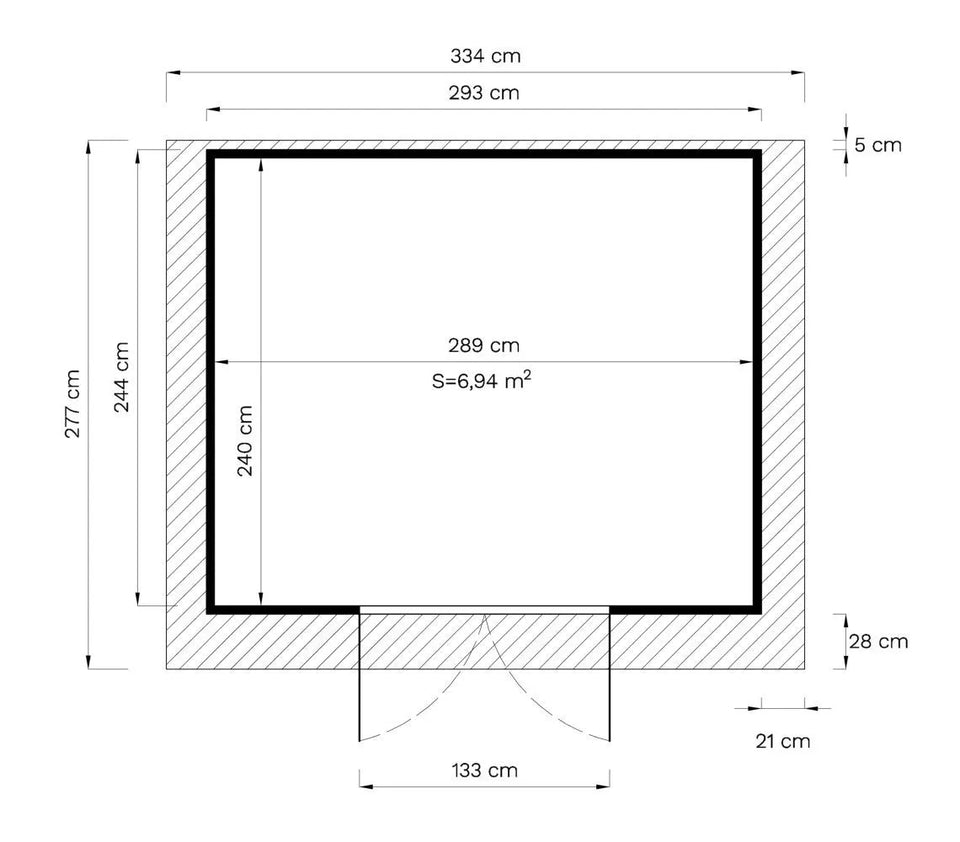 Gerätehaus Freiberg 04 inkl. Fußboden, Naturbelassen - 19 mm Elementgartenhaus, Nutzfläche: 7,15 m², Pultdach