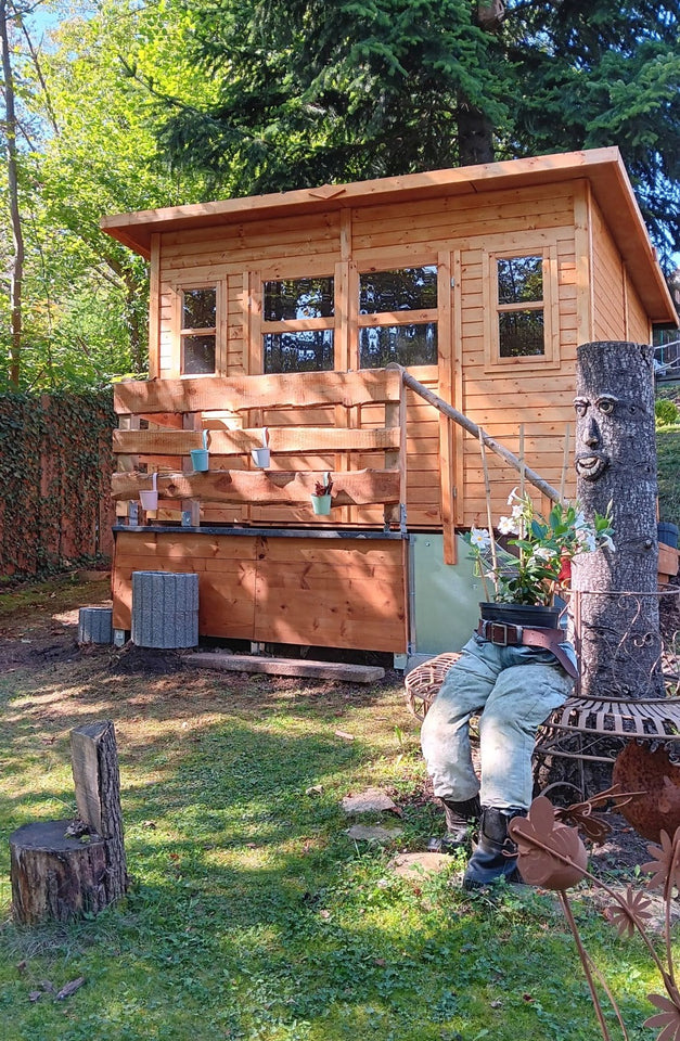 Gerätehaus Freiberg 04 inkl. Fußboden, Naturbelassen - 19 mm Elementgartenhaus, Nutzfläche: 7,15 m², Pultdach