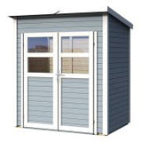 Steiner Gartenhaus Glücksburg 03 | Doppelflügeltür inkl. Fenster | inkl. Fußboden | Naturbelassen | Nutzfläche: 4,24 m² | Pultdach | Holz-Gerätehaus