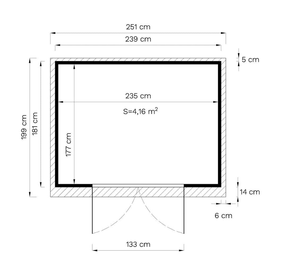 Gerätehaus Freiberg 02 inkl. Fußboden, Naturbelassen - 19 mm Elementgartenhaus, Nutzfläche: 4,31 m², Pultdach
