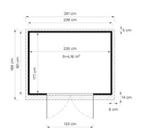 Gerätehaus Freiberg 02 inkl. Fußboden, Naturbelassen - 19 mm Elementgartenhaus, Nutzfläche: 4,31 m², Pultdach