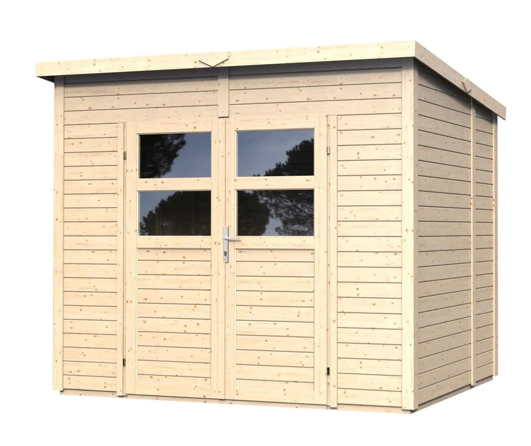 Gerätehaus Freiberg 02 inkl. Fußboden, Naturbelassen - 19 mm Elementgartenhaus, Nutzfläche: 4,31 m², Pultdach