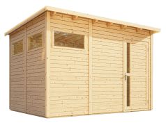 Blockbohlen Gartenhaus Genf mit Satteldach - L: 400 cm x B: 300 cm - inkl. Dachpappe
