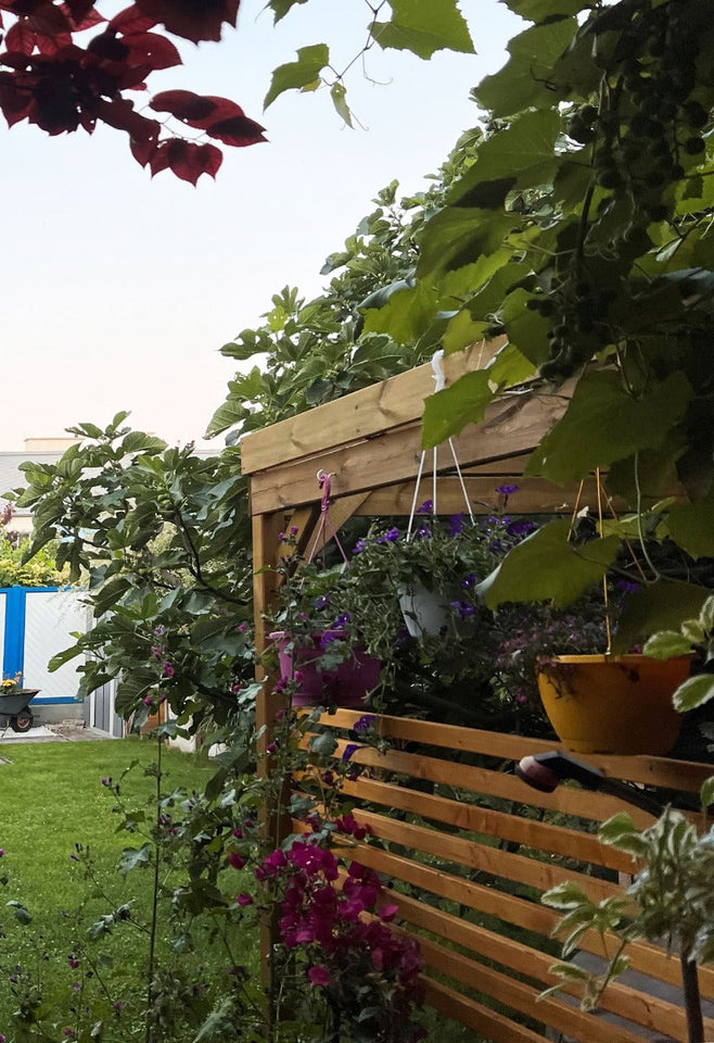 Holzunterstand / Überdachung 01, aus Kiefernholz, kesseldruckimprägniert - Außenmaße: 203 x 199 x 230 cm (B x T x H)