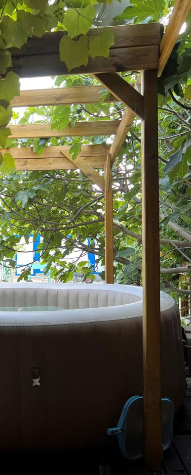 Holzunterstand / Überdachung 01, aus Kiefernholz, kesseldruckimprägniert - Außenmaße: 203 x 199 x 230 cm (B x T x H)