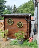 Gartenhütte / Gartenschrank / Geräteschrank "Aufgeräumt" - 28 mm Blockbohlenhaus, Grundfläche: 2,17 m², Pultdach