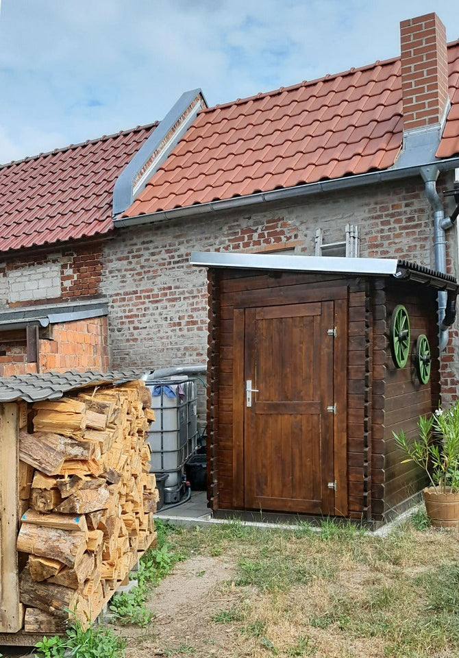 Gartenhütte / Gartenschrank / Geräteschrank "Aufgeräumt" - 28 mm Blockbohlenhaus, Grundfläche: 2,17 m², Pultdach