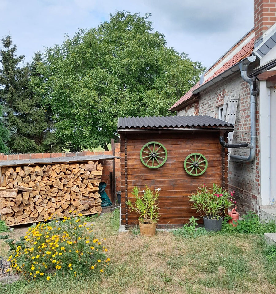 Gartenhütte / Gartenschrank / Geräteschrank "Aufgeräumt" - 28 mm Blockbohlenhaus, Grundfläche: 2,17 m², Pultdach