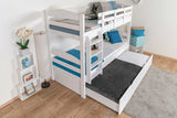 Stockbett für Erwachsene "Easy Premium Line" K18/h inkl. Liegeplatz und 2 Abdeckblenden, Kopfteil mit Löchern, Buche Vollholz massiv Weiß - Liegefläche: 90 x 200 cm, teilbar